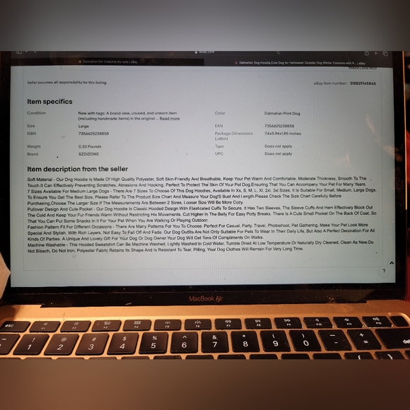 NWT DALMATION DOG HOODIE DOG PET COSTUME XXL - Picture 14 of 14